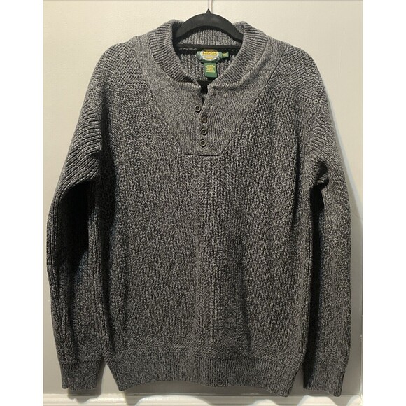 Cabela's Other - Cabela's 1/4 Button Henley Heavy Chunky Knit 100% Cotton Sweater Men's XL Tall